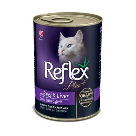 Reflex Plus Adult Cat Can Food with Beef & Liver (Chunks in Gravy)